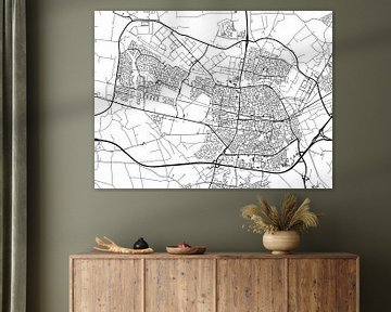 Carte de Tilburg en noir et blanc sur Map Art Studio