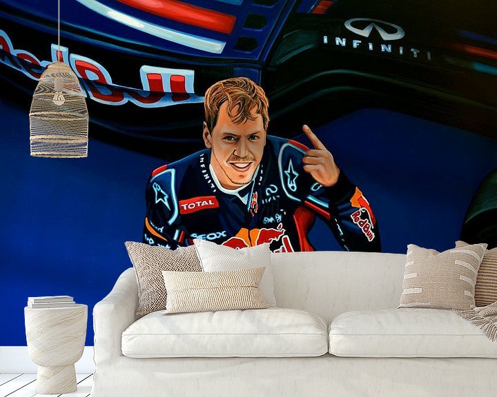 Sfeerimpressie behang: Sebastian Vettel schilderij van Paul Meijering