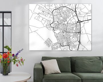 Karte von Bergen op Zoom in Schwarz ud Weiss von Map Art Studio