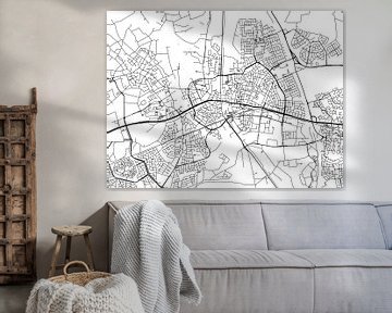 Carte de Helmond en noir et blanc sur Map Art Studio