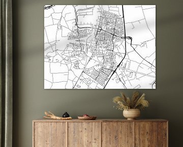 Kaart van Oosterhout in Zwart Wit van Map Art Studio