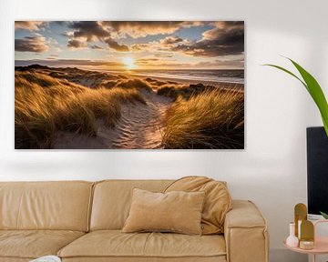 Foto van Nederlandse stranden met zonsondergang VIII van René van den Berg