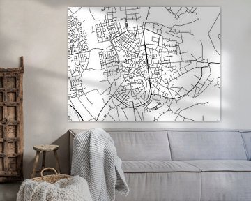 Kaart van Valkenswaard in Zwart Wit van Map Art Studio