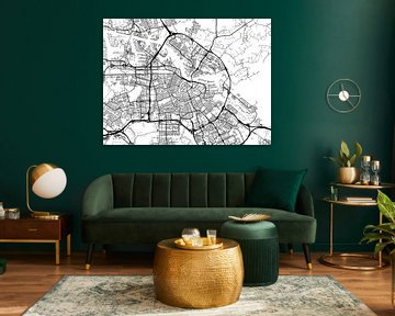 Kaart van Amsterdam in Zwart Wit van Map Art Studio