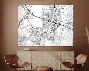 Kaart van Amstelveen in Zwart Wit van Map Art Studio