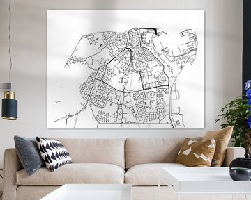 Kaart van Den Helder in Zwart Wit van Map Art Studio