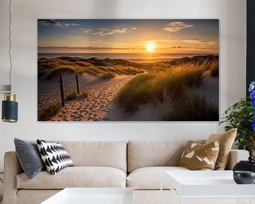 Photo de plages néerlandaises avec coucher de soleil VI sur René van den Berg