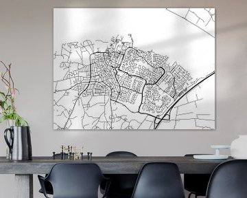 Karte von Huizen in Schwarz ud Weiss von Map Art Studio