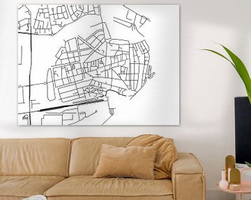 Kaart van Enkhuizen in Zwart Wit van Map Art Studio