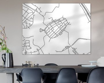 Kaart van Naarden in Zwart Wit van Map Art Studio