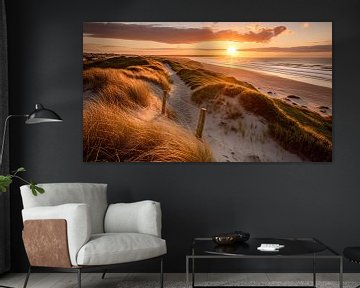 Photo of Dutch beaches with sunset IX by René van den Berg