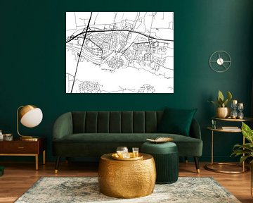 Karte von Gorinchem in Schwarz ud Weiss von Map Art Studio