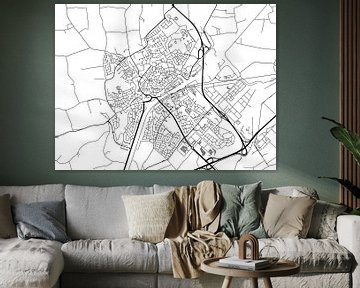 Kaart van Middelburg in Zwart Wit van Map Art Studio