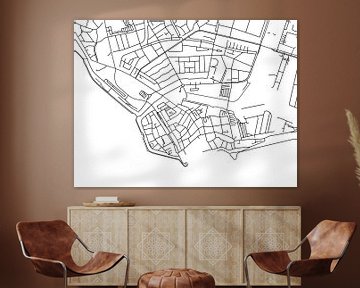 Carte de Vlissingen Centrum en noir et blanc sur De Kaartenwinkel