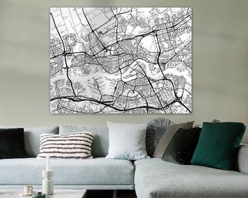 Kaart van Rotterdam in Zwart Wit van Map Art Studio