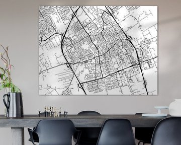 Kaart van Delft in Zwart Wit van Map Art Studio