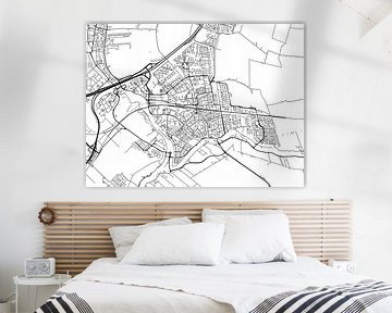Kaart van Gouda in Zwart Wit van Map Art Studio