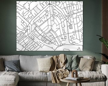 Kaart van Gouda Centrum in Zwart Wit van Map Art Studio