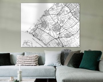 Kaart van Westland in Zwart Wit van Map Art Studio