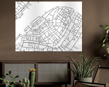 Karte von Dordrecht Centrum in Schwarz ud Weiss von Map Art Studio