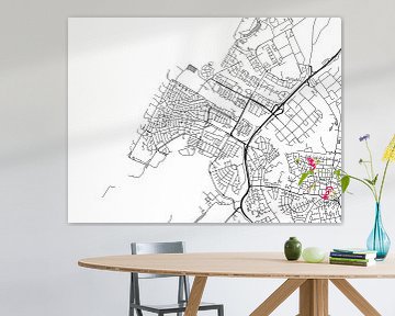 Kaart van Katwijk in Zwart Wit van Map Art Studio