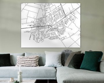 Karte von Hellevoetsluis in Schwarz ud Weiss von Map Art Studio