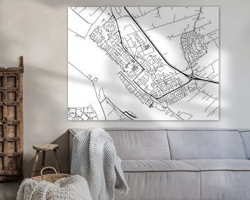 Kaart van Maassluis in Zwart Wit van Map Art Studio