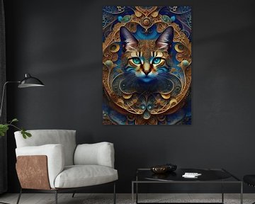 Een abstract portret van een kat van Retrotimes