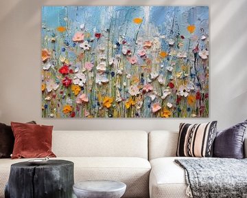 Bloemenvelden | Verstrooid door de kleuren van de hemel | Bloemenveld kunst van Studio Blikvangers