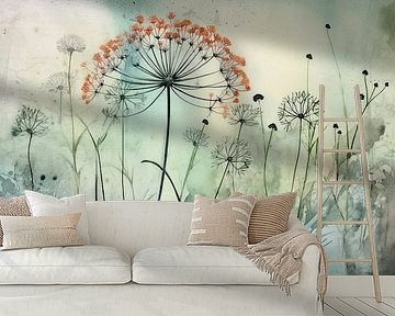 Giant hogweed | Wandering in flower wealth | Giant hogweed | Sumi-e by Eye catching paintings