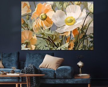 Anemone | Blumenpracht in verträumter Umgebung | Gouache-Malerei | Anemonenblüten von Blikvanger Schilderijen