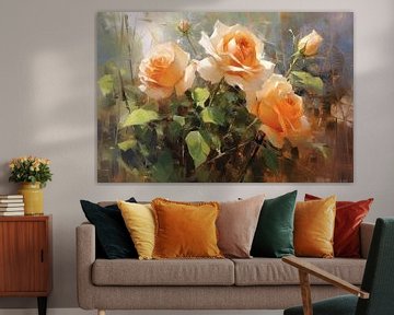 Roses | Shadow play of flowers | Painting, Roses, Colours by Blikvanger Schilderijen