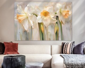 Daffodil | Golden Abundance | Daffodil Flower | Encaustic by Blikvanger Schilderijen