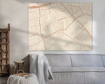 Kaart van Rotterdam Centrum in Terracotta van Map Art Studio