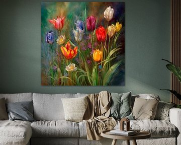 Tulipes , technique de l'aquarelle