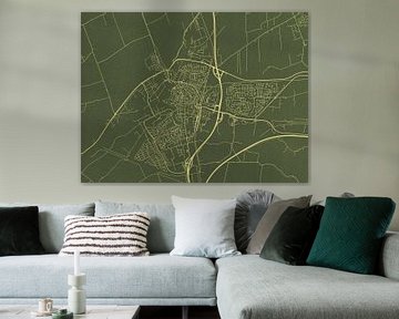 Carte de Meppel en or vert sur Map Art Studio