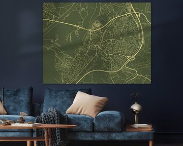 Carte de Roermond en or vert sur Map Art Studio