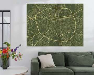 Carte de Eindhoven en or vert sur Map Art Studio