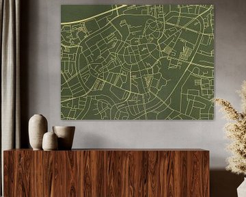 Carte de Breda Centrum en or vert sur Map Art Studio