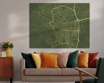 Carte de Bergen op Zoom en or vert sur Map Art Studio