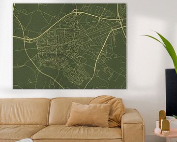 Carte de Wijchen en or vert sur Map Art Studio