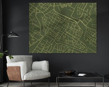 Carte de Alkmaar Centrum en or vert sur Map Art Studio