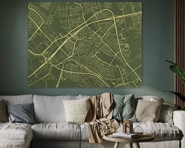 Carte de Zwolle en or vert sur Map Art Studio