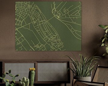 Carte de Kampen Centrum en or vert sur Map Art Studio