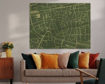 Kaart van Enschede Centrum in Groen Goud van Map Art Studio