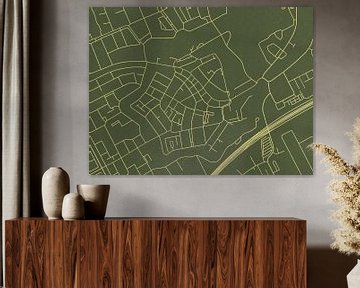 Carte de Woerden Centrum en or vert sur Map Art Studio