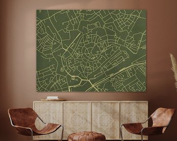 Kaart van Middelburg Centrum in Groen Goud van Map Art Studio