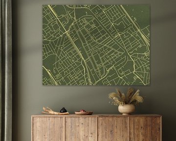 Carte de Delft Centrum en or vert sur Map Art Studio