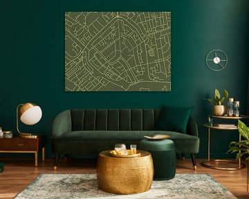 Kaart van Gouda Centrum in Groen Goud van Map Art Studio