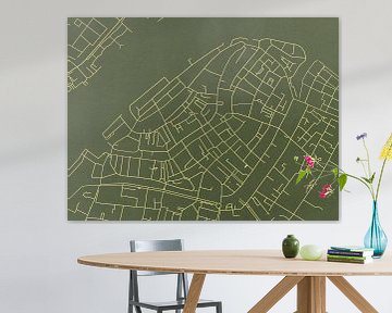 Kaart van Dordrecht Centrum in Groen Goud van Map Art Studio